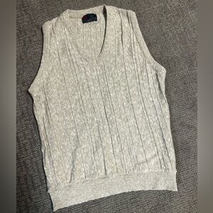VTG Isle of Cotton Made In USA Tan Cream Sweater Vest Men's M
